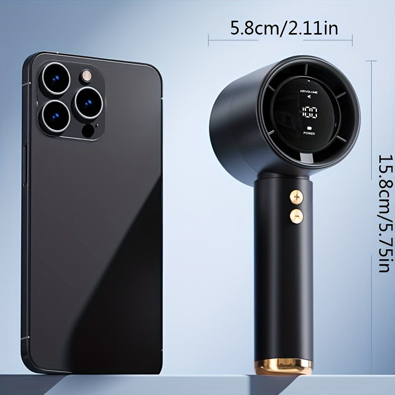 1pc Ultra Portable Handheld Fan - 100-Speed Adjustable, USB Rechargeable Mini Blower with Digital Display, 36V Safe Working Voltage for Indoor & Outdoor Use, Compact Design for Home, Office, Camping, Office Comfort, Minimalis